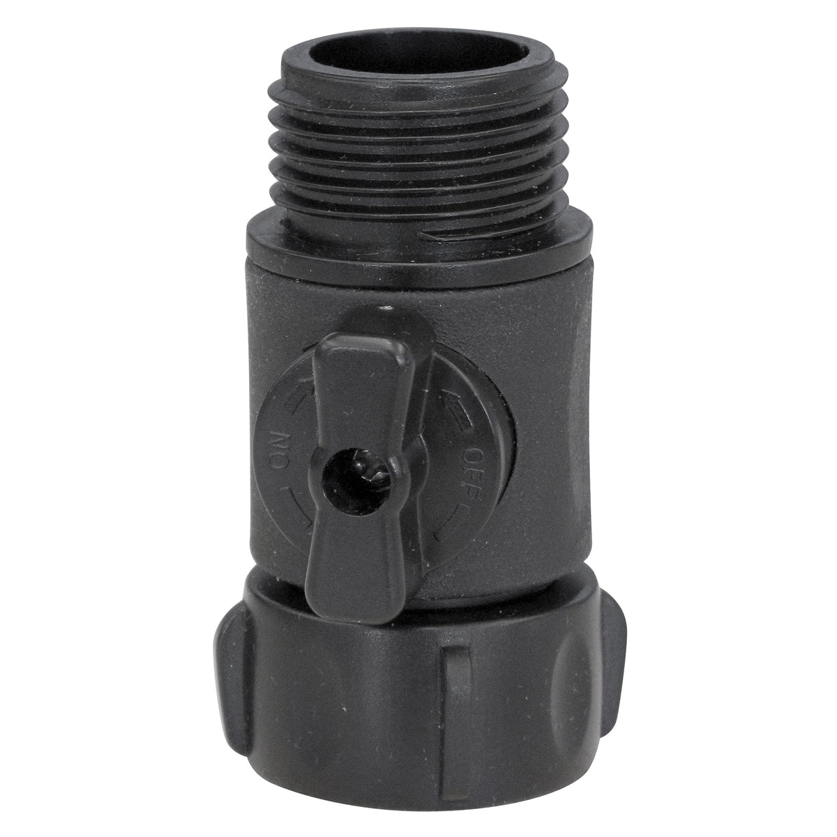 Fimco 7771873 valve side view, nylon body suitable for outdoor sprayers.