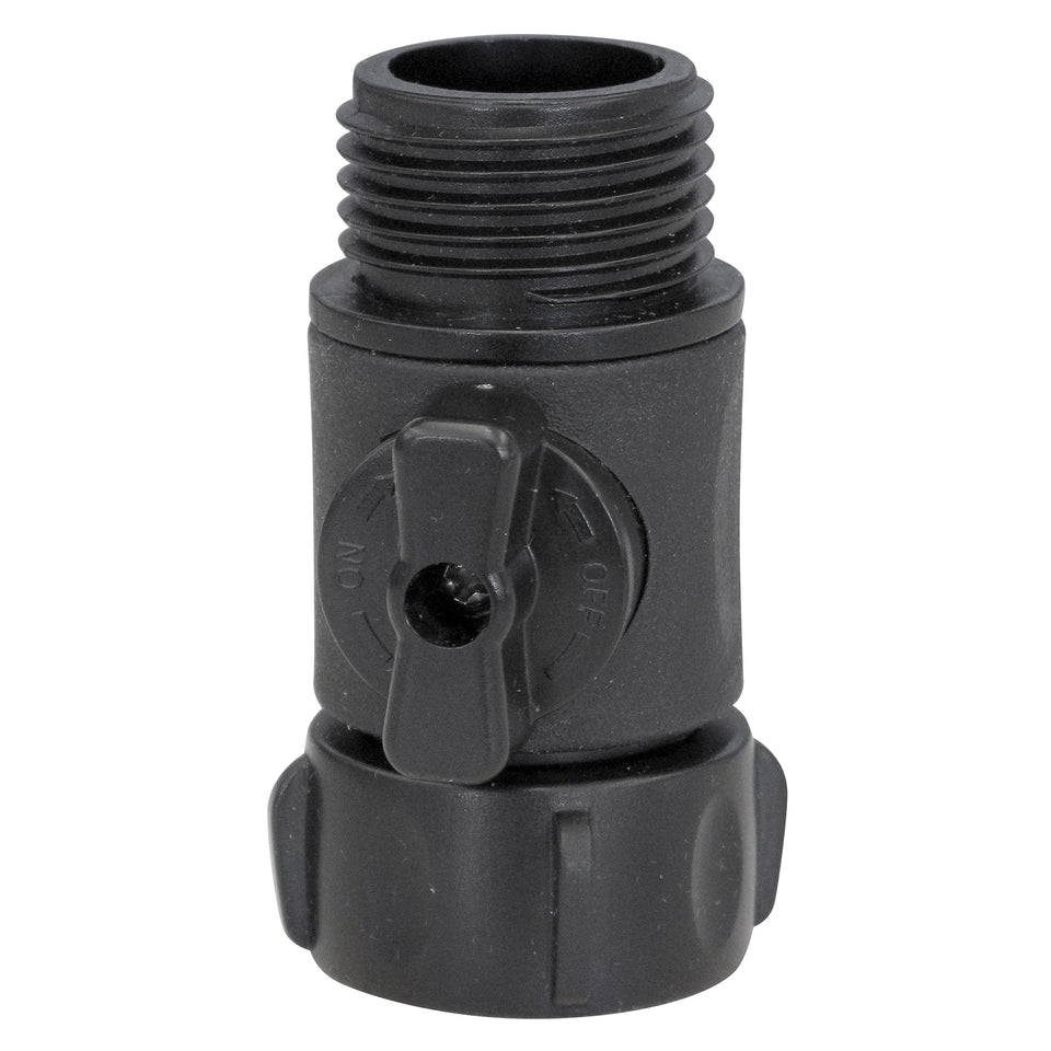 Fimco 7771873 valve side view, nylon body suitable for outdoor sprayers.