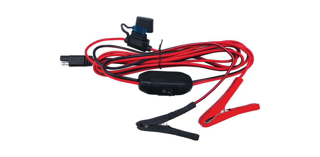 Fimco wire harness with alligator clips for quick 12V sprayer connections.
