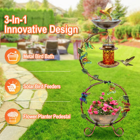 FIMOFIDRE solar bird feeder component feeding visiting birds.