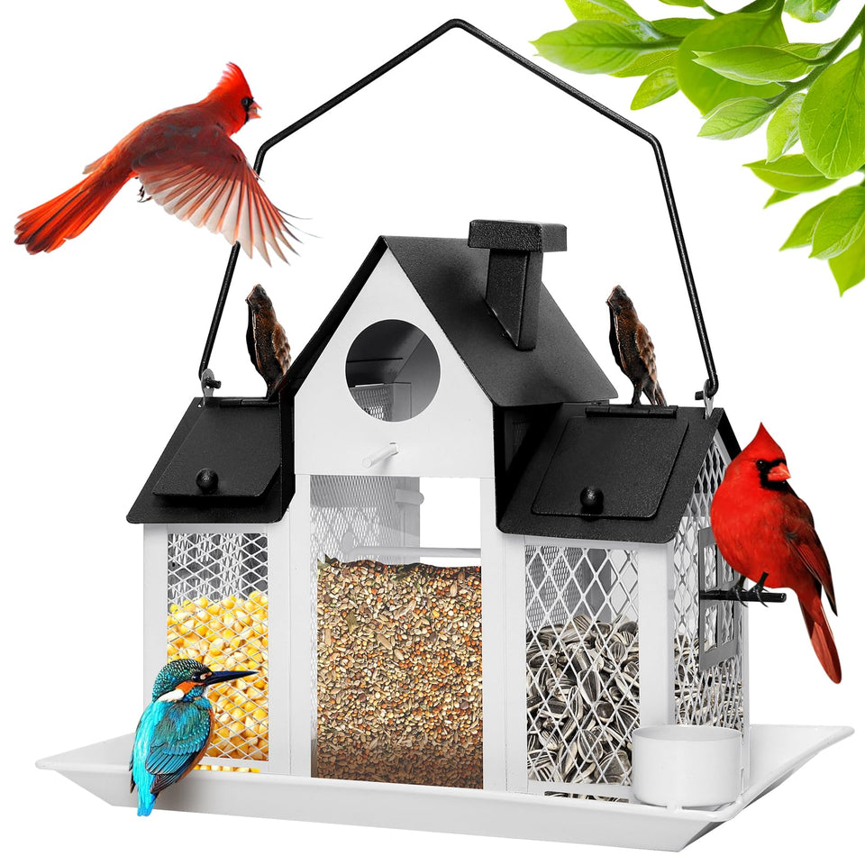 FIMOFIDRE solar bird feeder outdoor hanging with 7lb capacity attracts cardinals