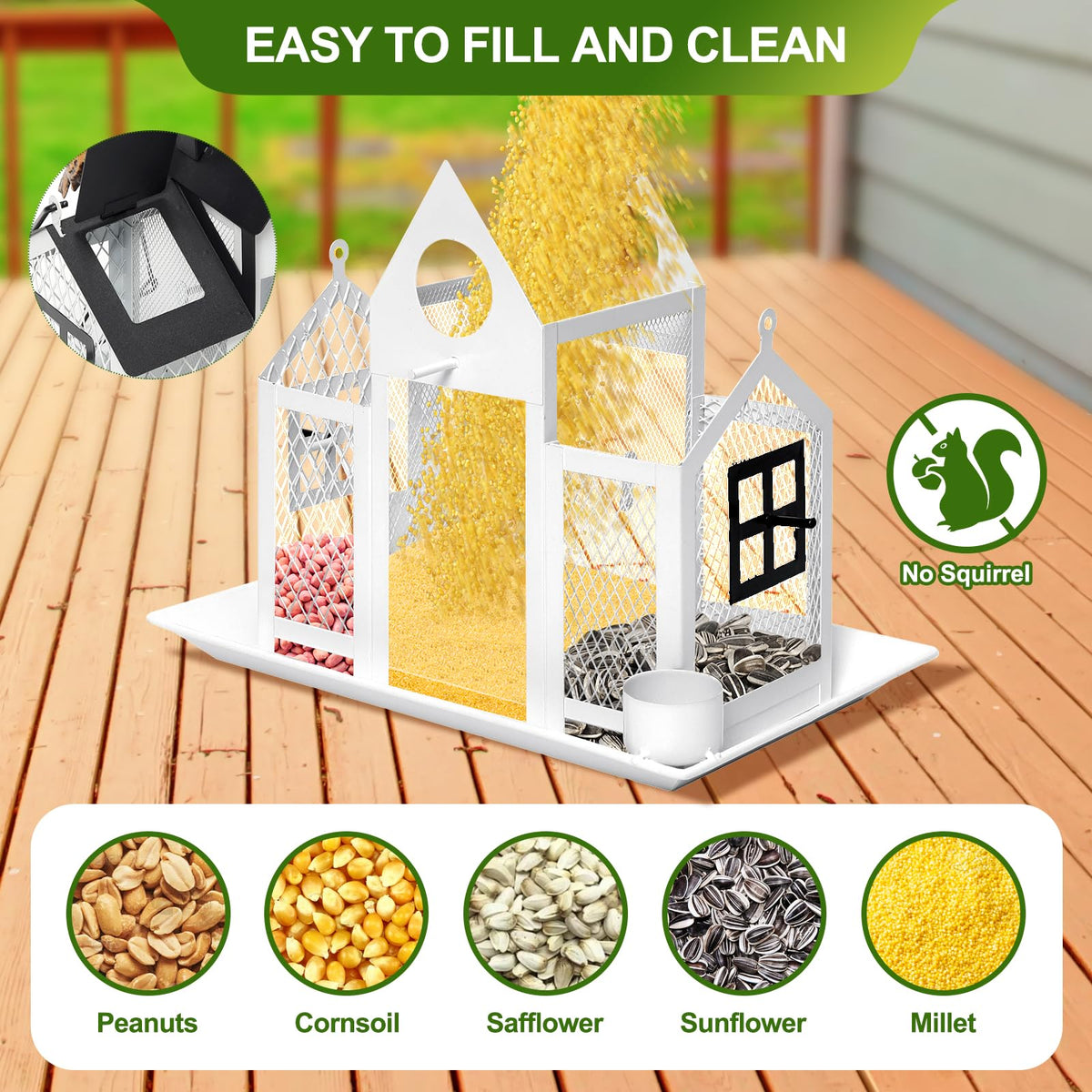 FIMOFIDRE squirrel-proof bird feeder protects feed from pests