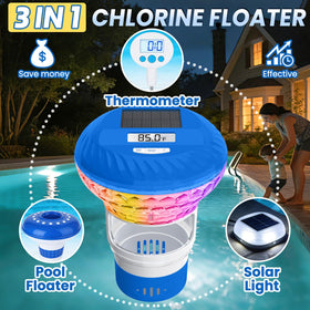 FineBud blue floating dispenser holds four 3-inch disks for convenient dosing.