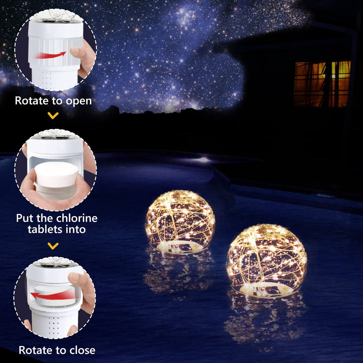 FineBud collapsible chlorine floater stores easily when not in use.