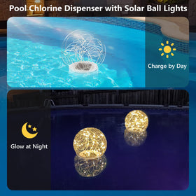 FineBud solar-powered chlorine dispenser floats upright, staying visible while dosing pool chemicals.