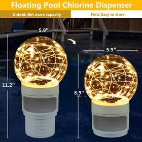 FineBud top-opening lid chlorine floater enables quick tablet loading.