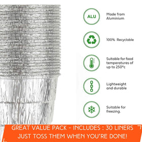 Close-up of heavy-duty aluminum liner ensures durable performance during cookouts.