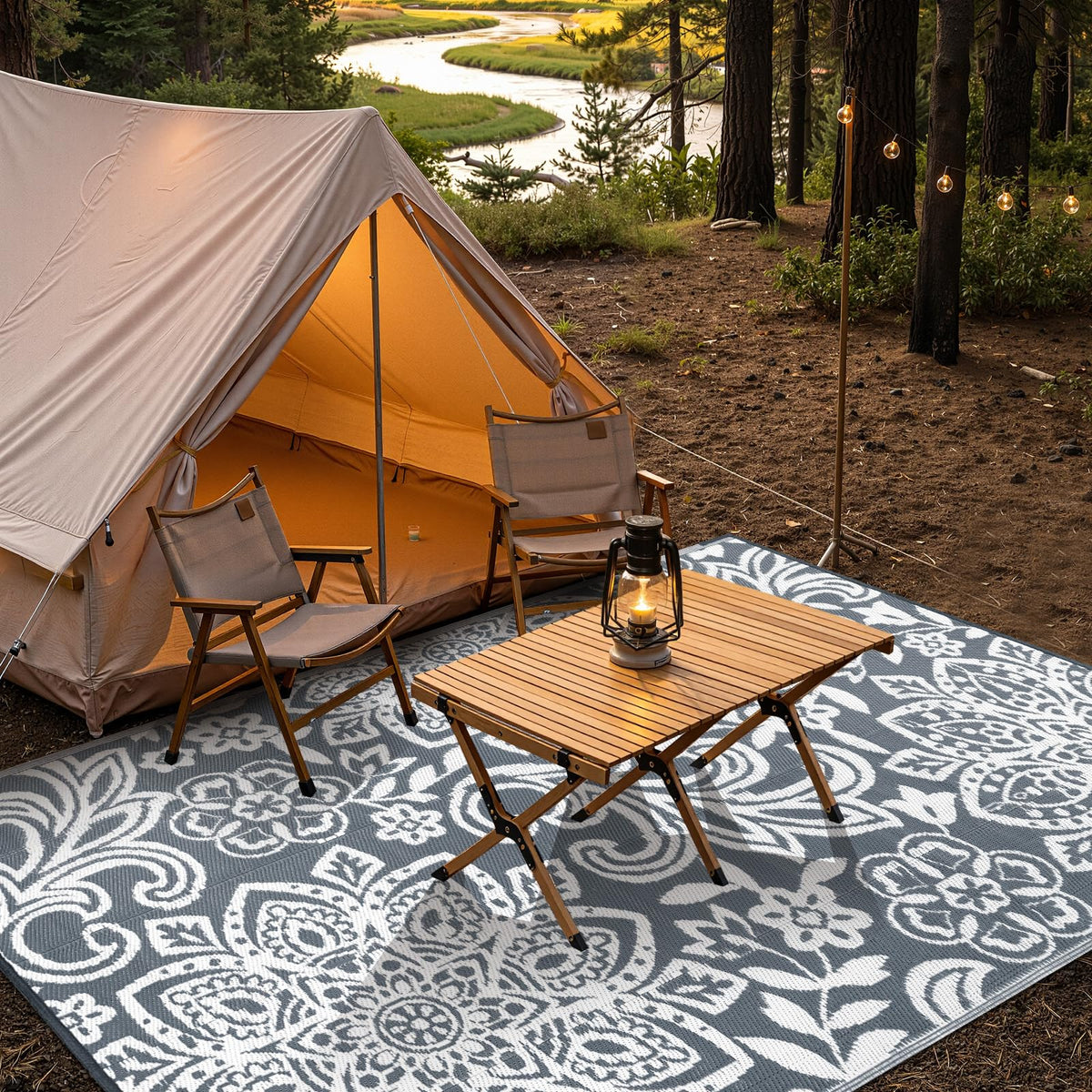 Findosom easy-clean rug dries quickly after rain or splashes