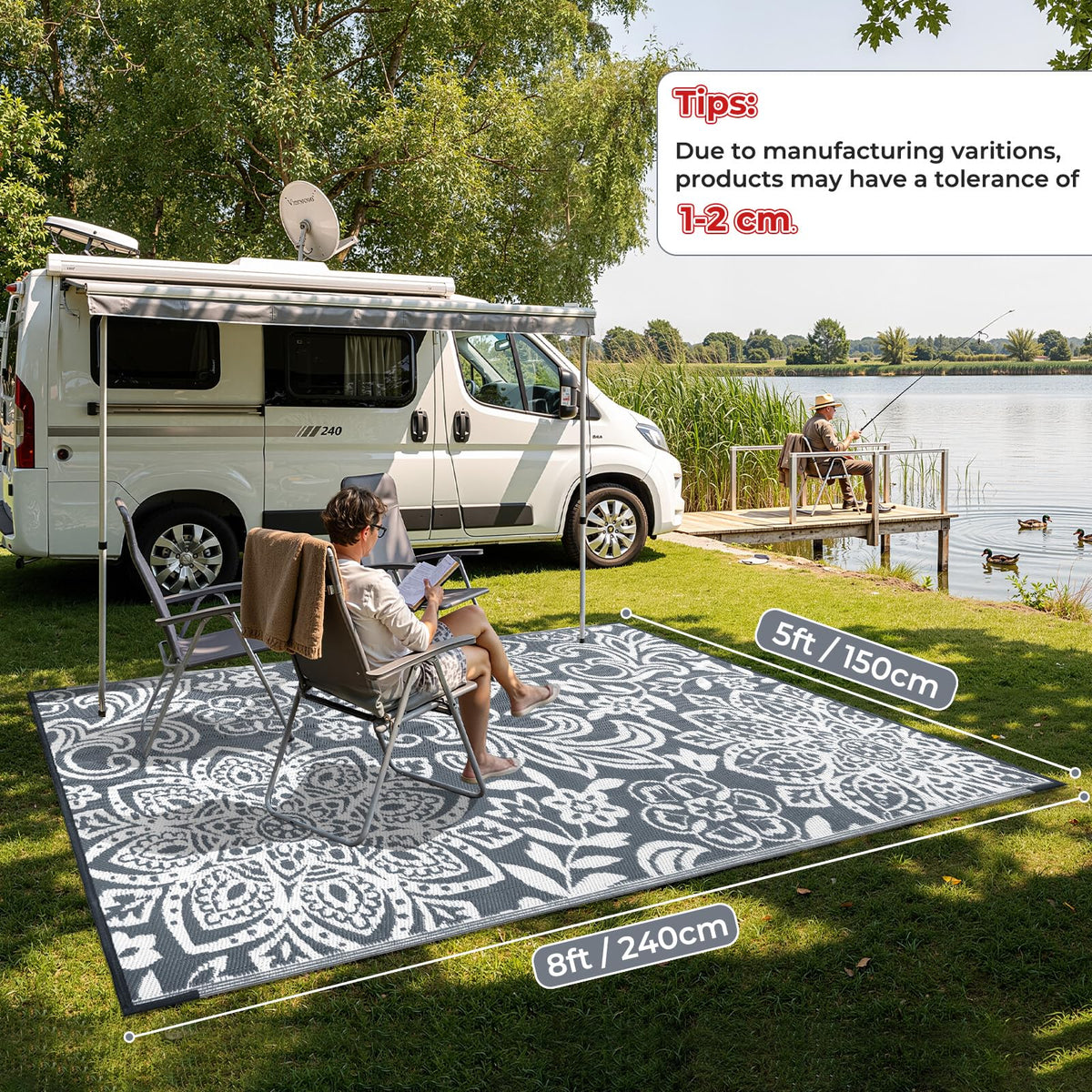 Findosom reversible mandala rug offers two distinct outdoor looks