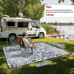 Findosom reversible mandala rug offers two distinct outdoor looks