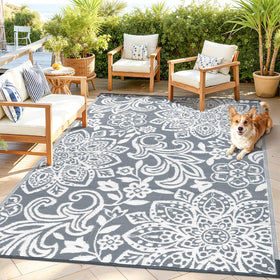 Findosom waterproof outdoor rug with 5x8 mandala pattern for patios and beach days