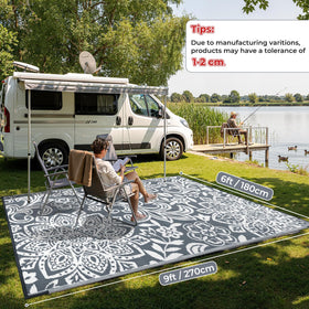Findosom 6x9 blue mandala rug, UV‑resistant to maintain colors on sunny decks
