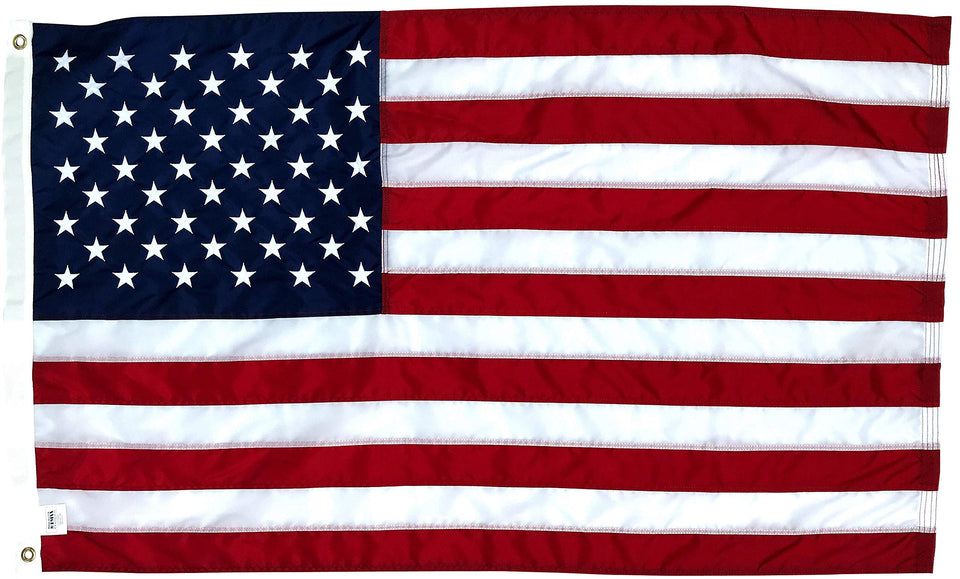 Fine Line Flag displays embroidered stars for outdoor porch display with lasting color.