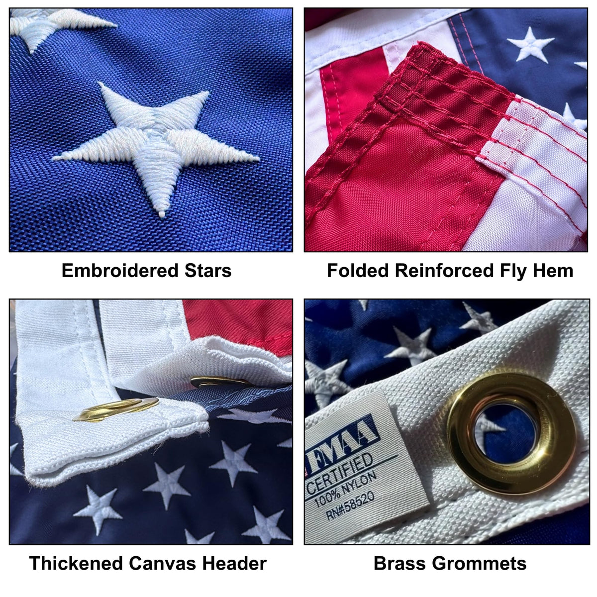 Fine Line Flag embroidered-stars close-up highlighting ceremonial flag design