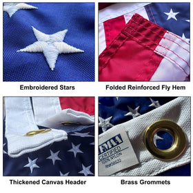 Fine Line Flag embroidered-stars close-up highlighting ceremonial flag design