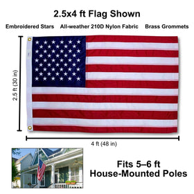 Fine Line Flag thick nylon header and brass grommets enable secure hoisting.