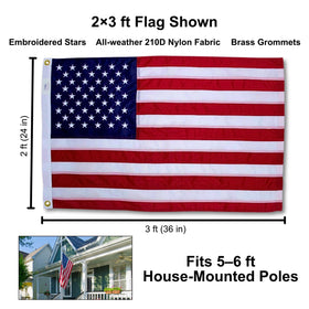 Fine Line Flag reinforced-fly-end provides sturdy performance in seasonal winds