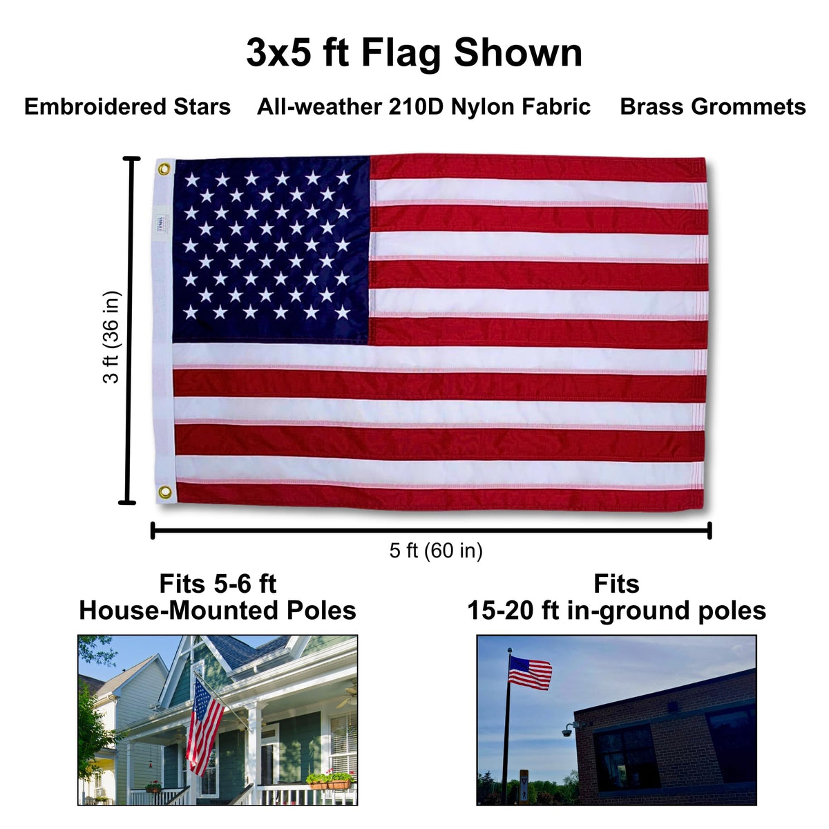 Fine Line Flag UV-resistant nylon for color retention in sun