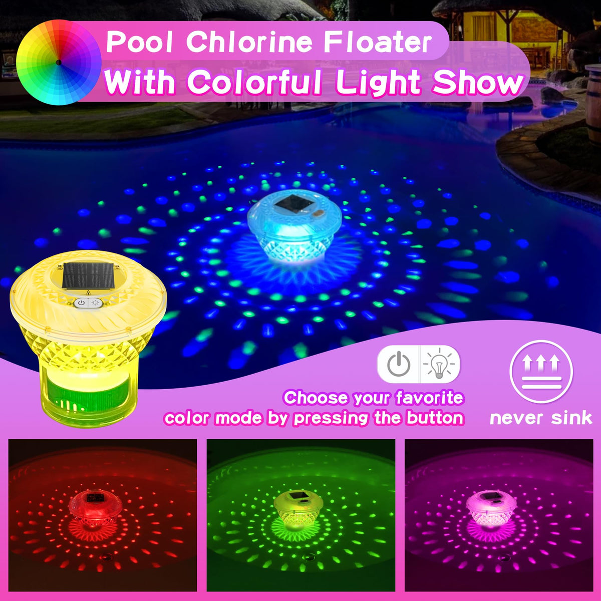 FineBud solar-powered floater charges by day and lights up at night