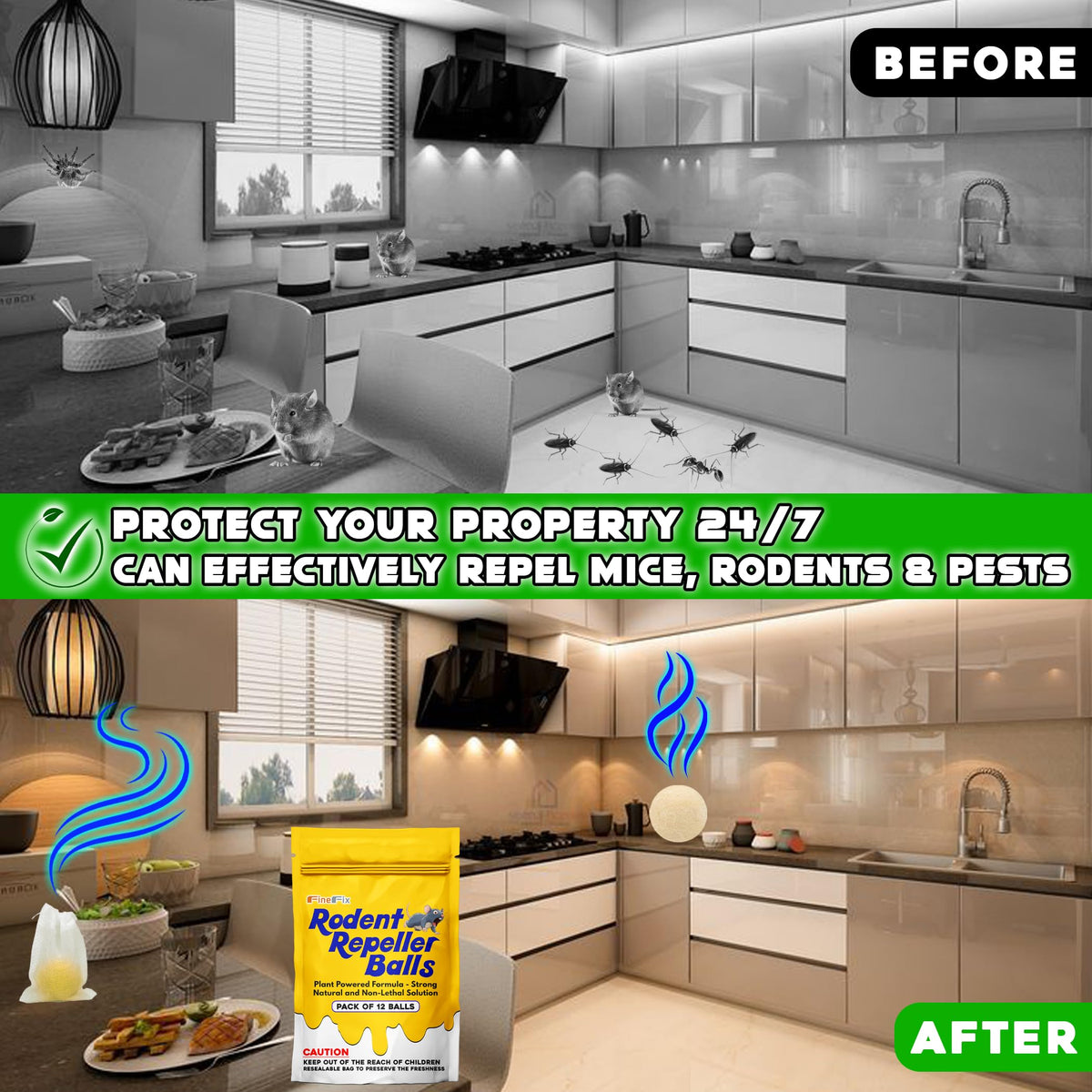 FineFix peppermint-scented moth balls deterring mice and rats.