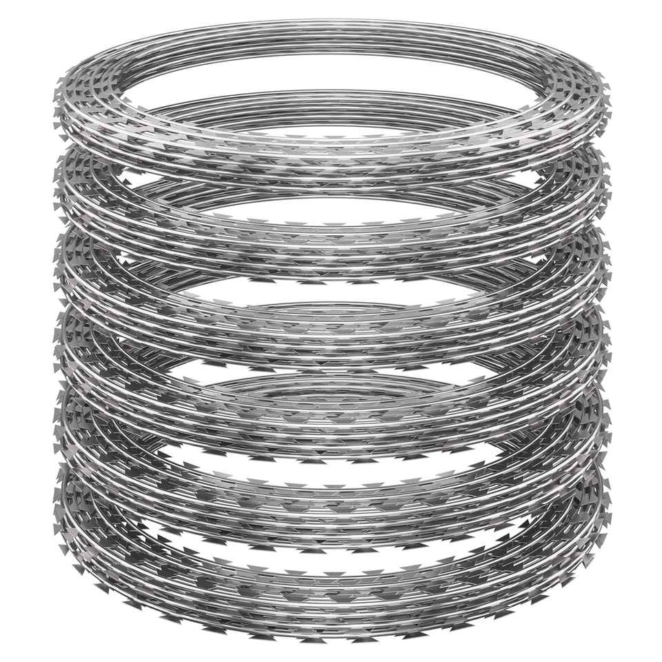 Finerelprot razor wire 6-roll kit in silver for durable perimeter security.