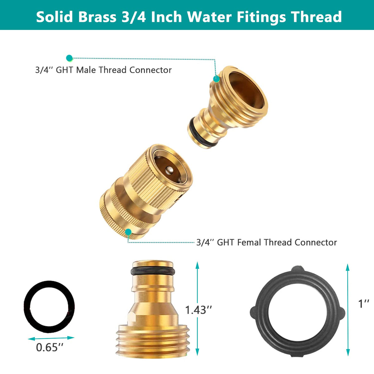 FINEST+ brass female swivel connector for secure, no-leak hose connections.