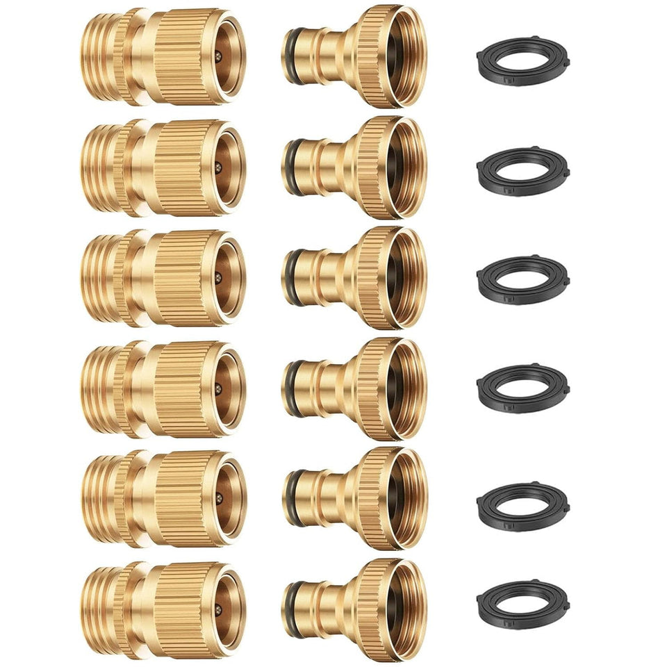 FINEST+ brass garden hose quick connector showing solid construction for durability.