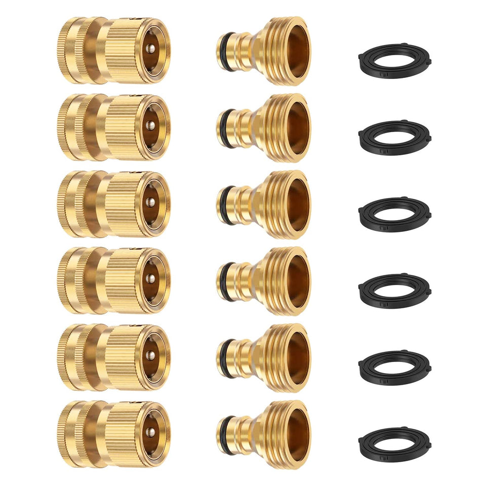 FINEST+ garden hose quick connector set with brass fittings for a leak-free connection.