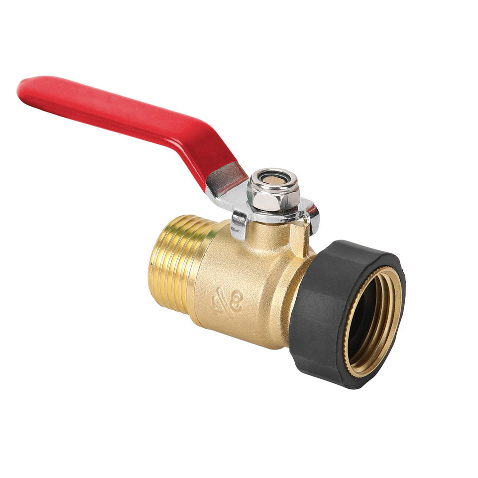 FINEST+ garden hose shut off valve with big ball valve switch for quick water control.