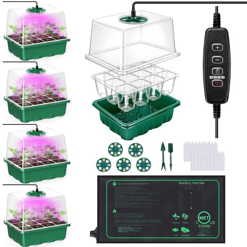 Finest+ seed starter tray with heat mat providing steady warmth for germination.