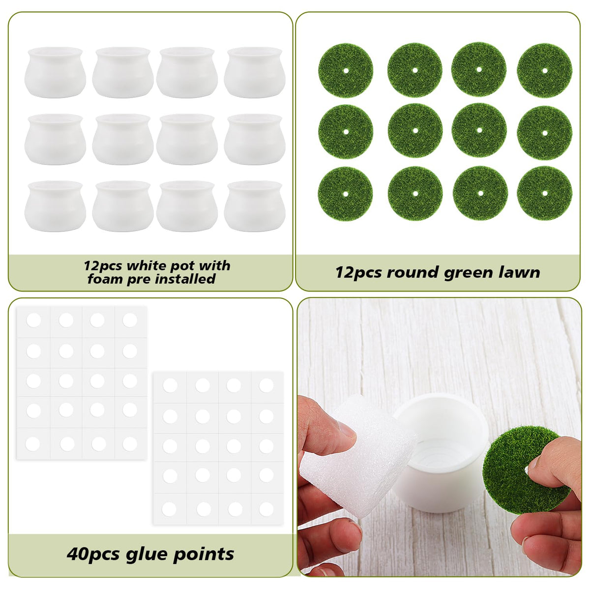 FINGOOO foam preinstalled in pot for quick crochet plant setups.
