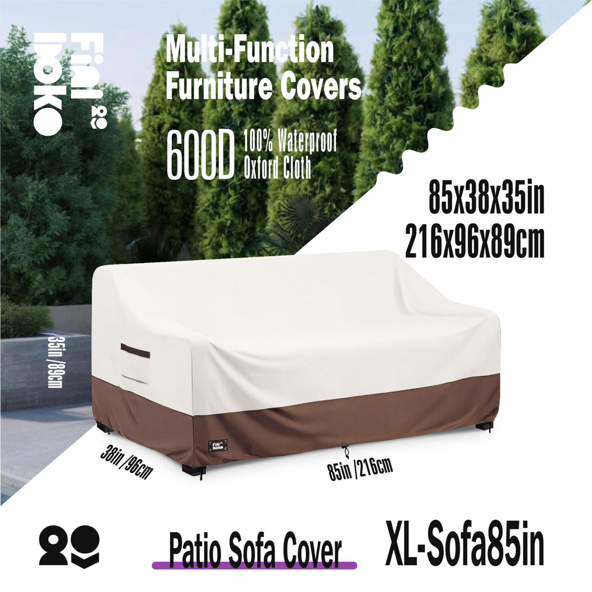 Finiboko 3Seater Sofa Cover waterproof layer protects against rain and splashes