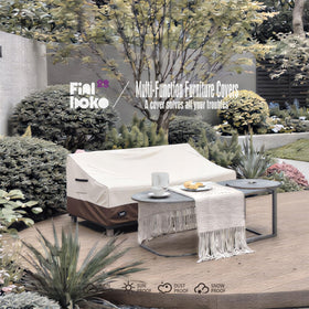 Finiboko weatherproof outdoor sofa cover in beige-brown color