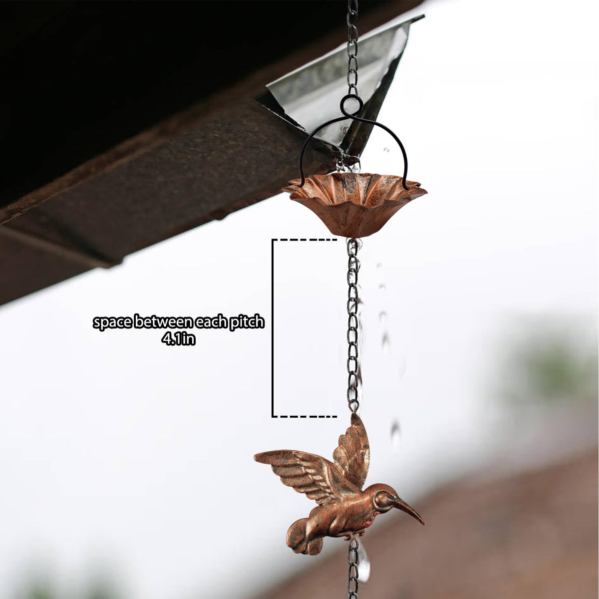 Finphoon gutter adapter rain chain for easy gutter mounting.