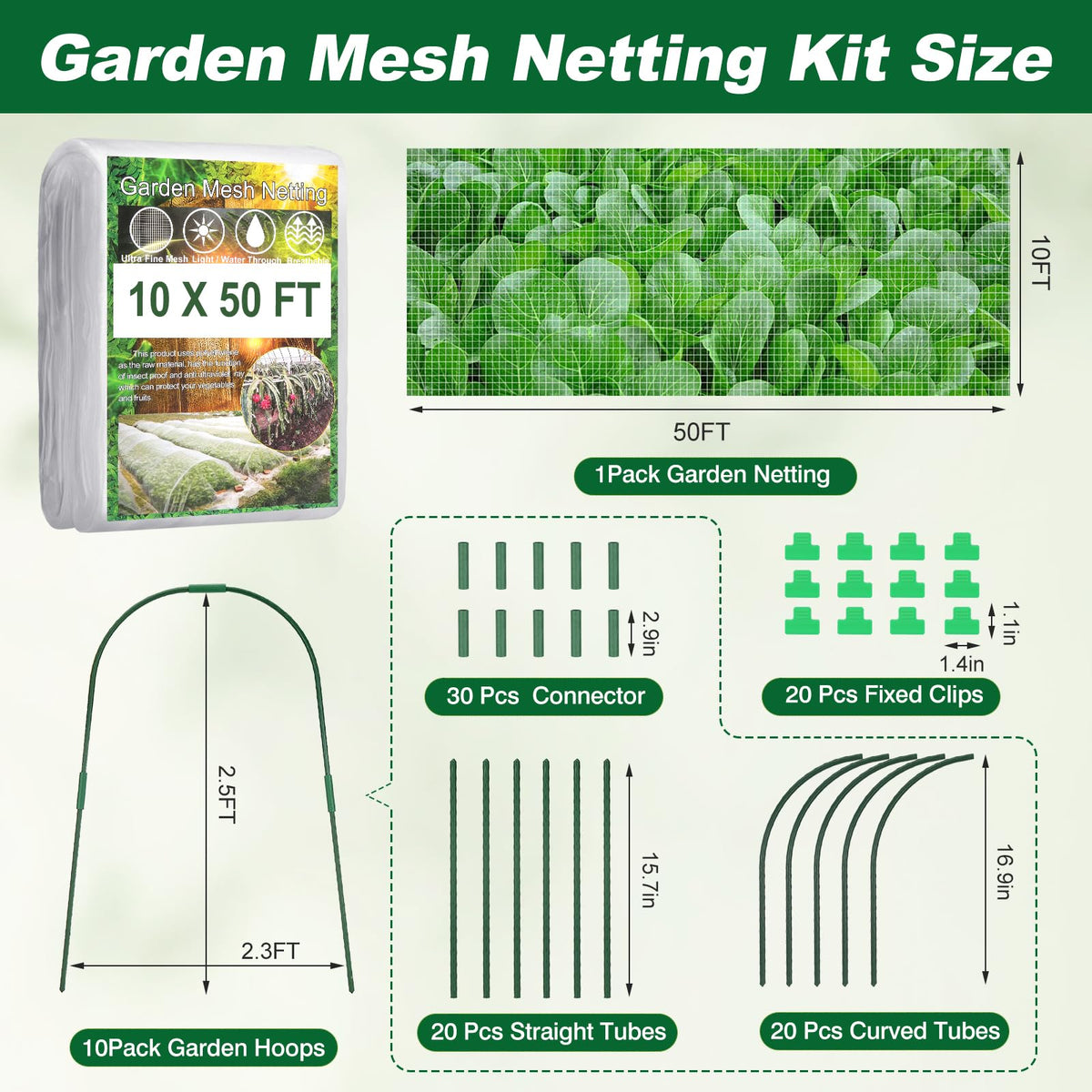 Fippy garden hoops with steel inner tube provide sturdy frame support.