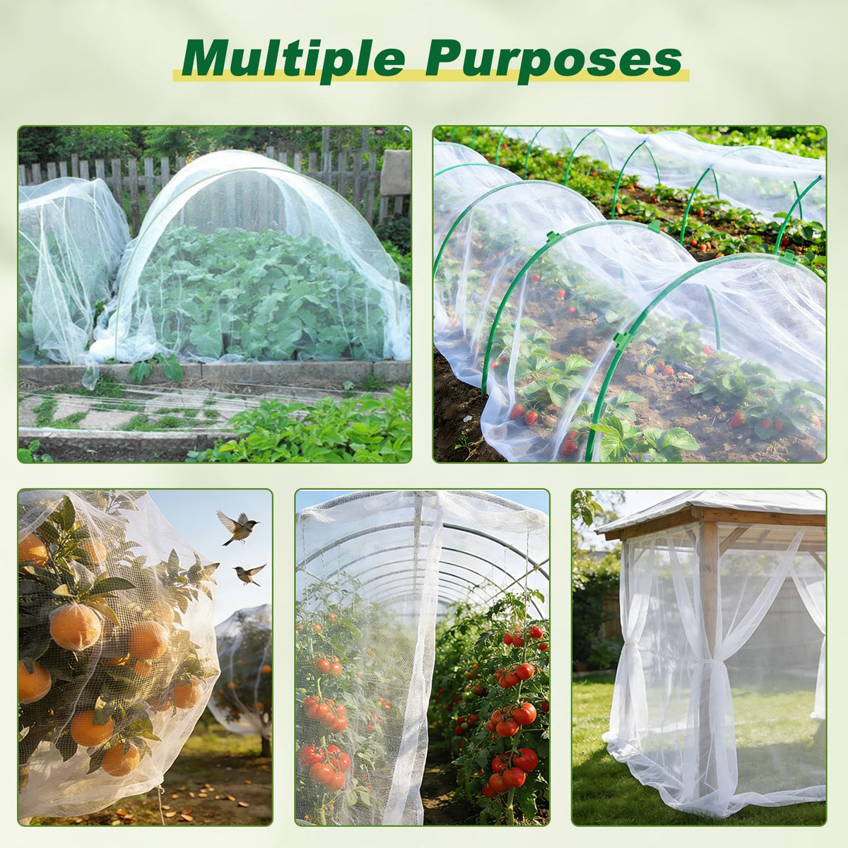 Fippy multi-purpose netting acts as an insect, bird, and animal barrier.
