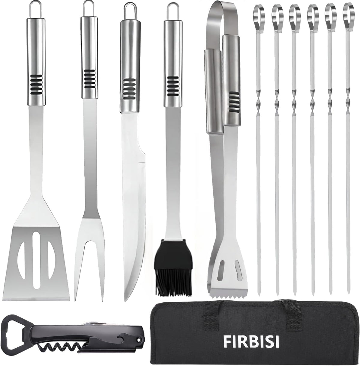 FIRBISI 14-inch grill tong for precise flipping and secure grip on outdoor grills.