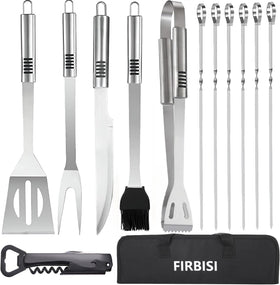 FIRBISI 14-inch grill tong for precise flipping and secure grip on outdoor grills.