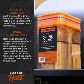 Fire & Flavor Hickory chunks in a smoker box infusing meat with balanced smoke