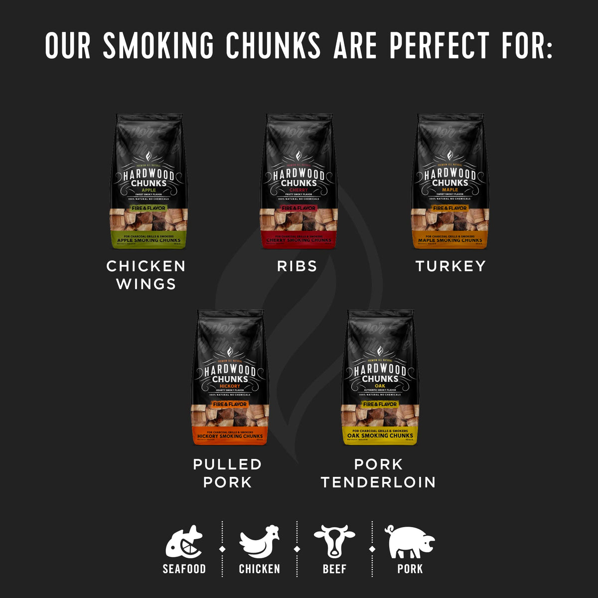 Fire & Flavor Hickory chunks large size for longer burning