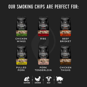 Fire & Flavor Hickory chips in a smoker box provide robust aroma without chemicals.