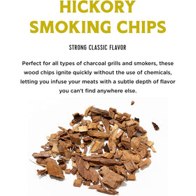 Fire & Flavor Hickory chips on a charcoal grill deliver subtle depth to beef and pork.