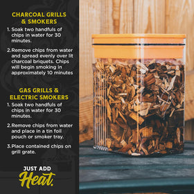Fire & Flavor Hickory chips soaking in water ready for even flavor infusion.