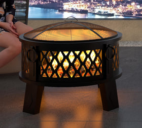 Fire Beauty elevated base protects surfaces and enables safer repositioning around kids and pets.
