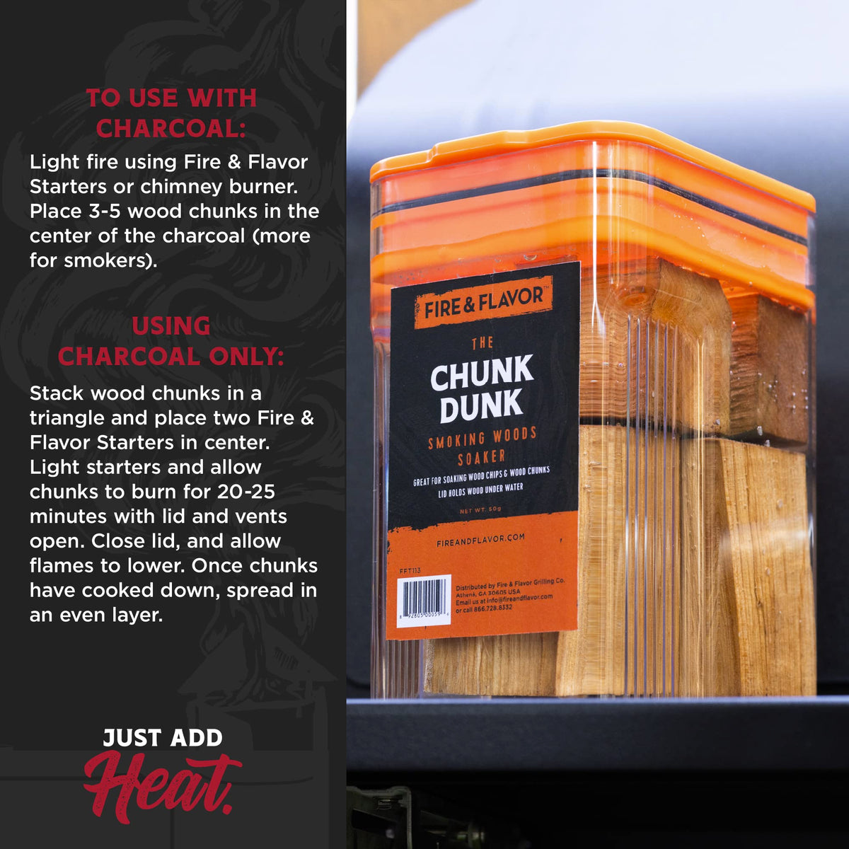 Fire & Flavor Cherry Wood Chunks in smoker box delivering even heat