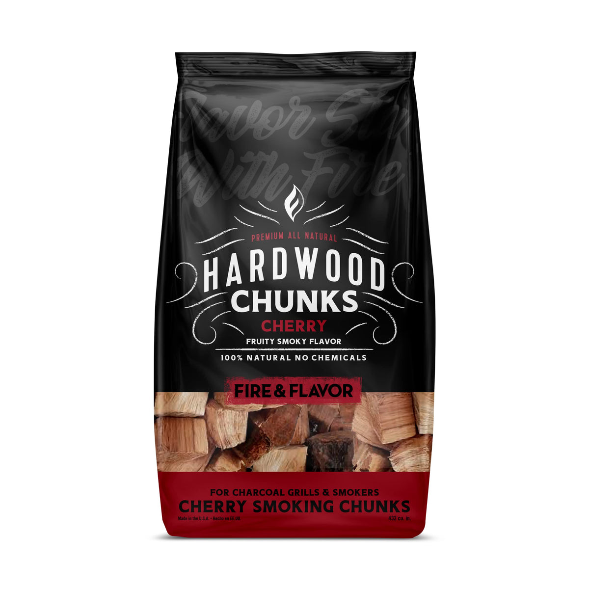 Fire & Flavor Cherry Wood Chunks pack for flavorful smoking and grilling