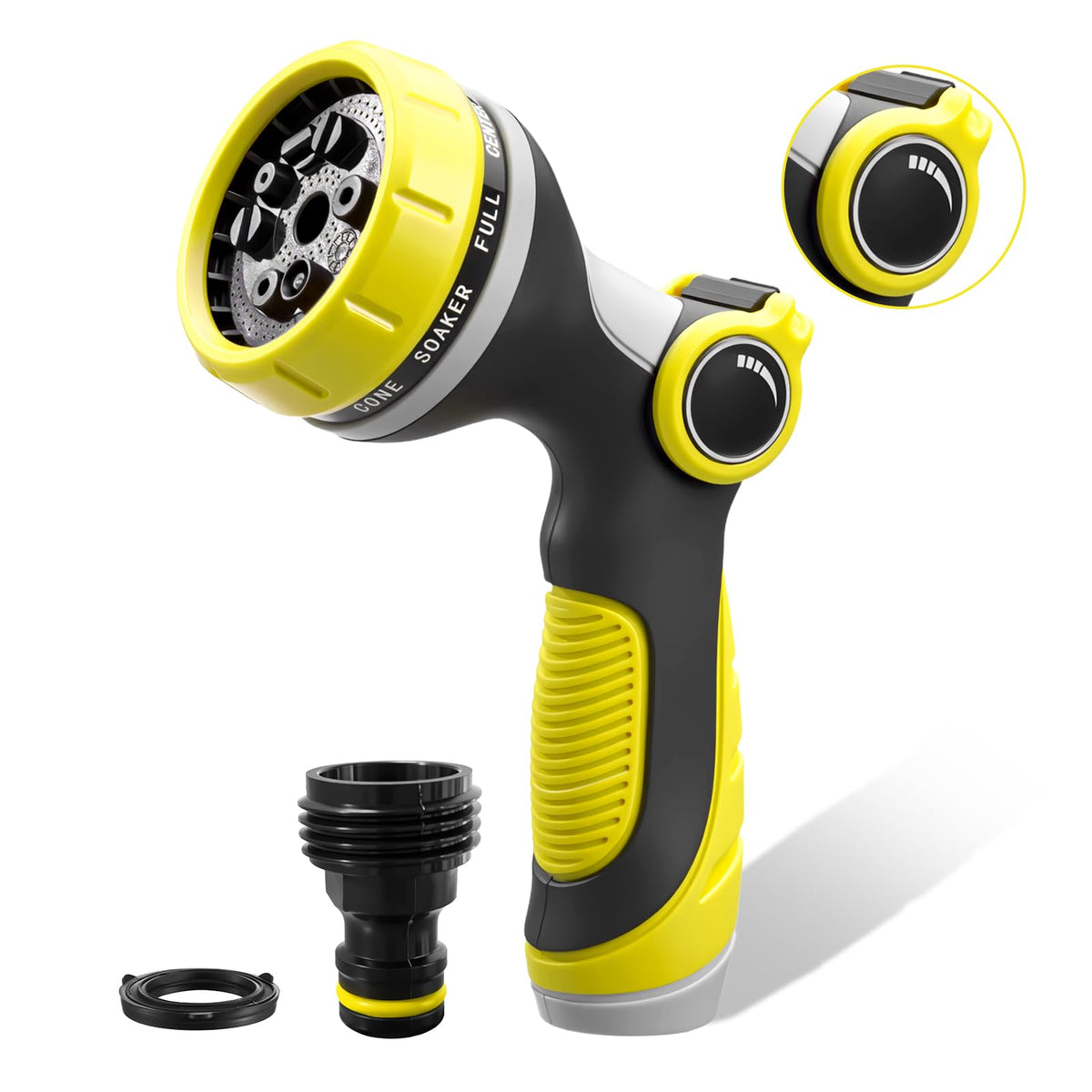 Fire Frog hose nozzle with ergonomic grip for comfortable watering