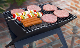 Fire Sense Notebook Grill features 3-5mm cooking bars for even heat