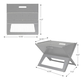 Fire Sense Notebook Grill dimensions are 13L x 18W x 13H inches