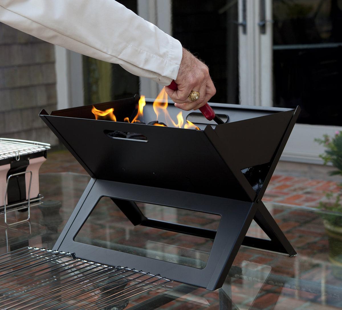 Fire Sense Notebook Grill uses high-heat paint for outdoor durability